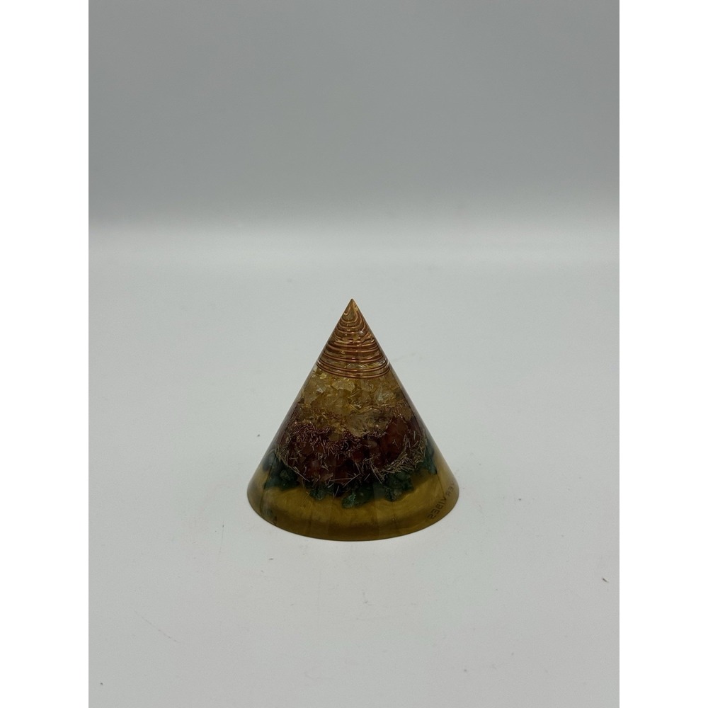 Ever Vibes Orgonite Round Pyramid - Citrine, Carnelian, Jade - Energy Generator